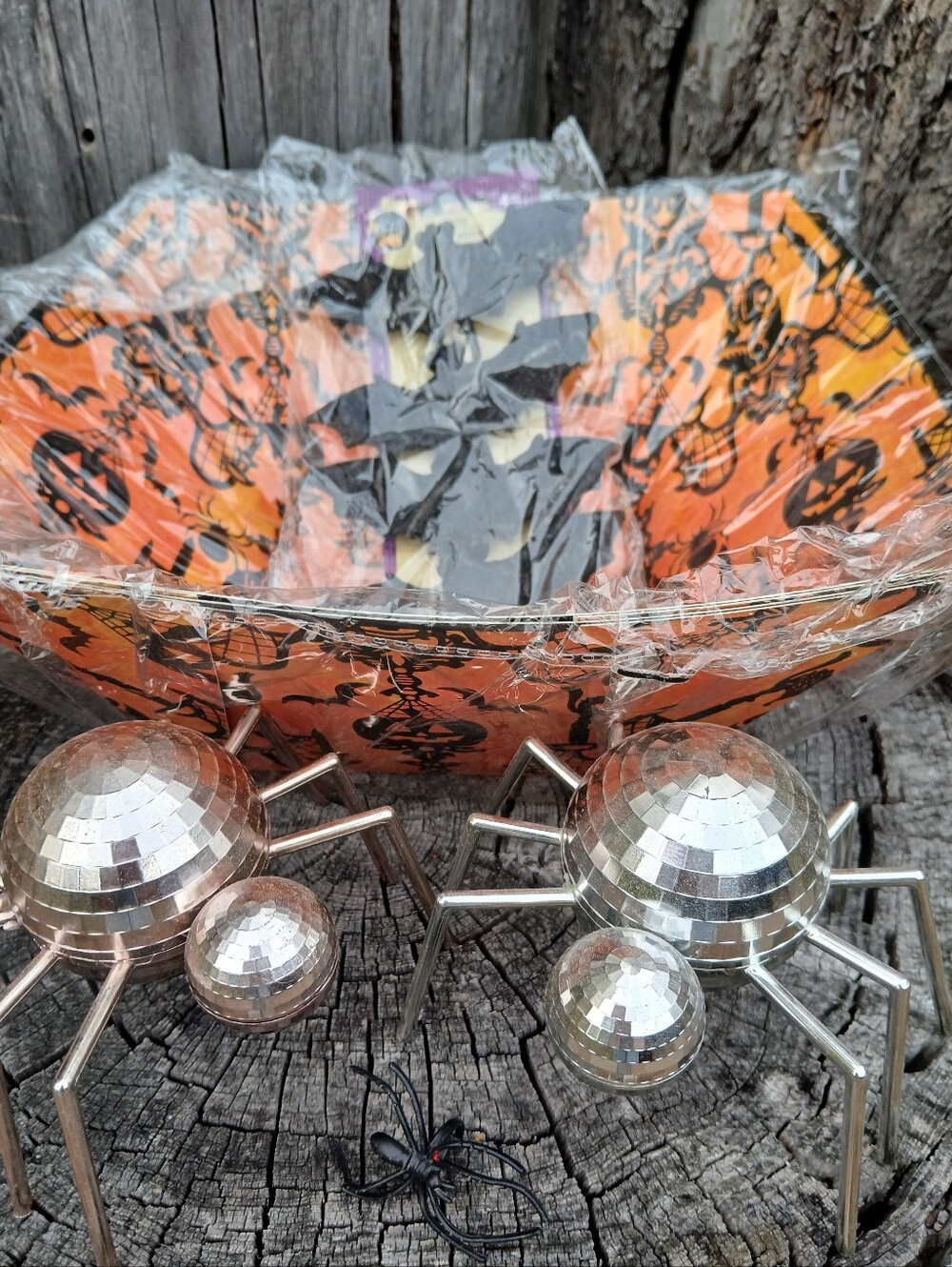 Halloween Decor Bundle Disco Ball Spiders Paper Bowls Glitter Bat Clips